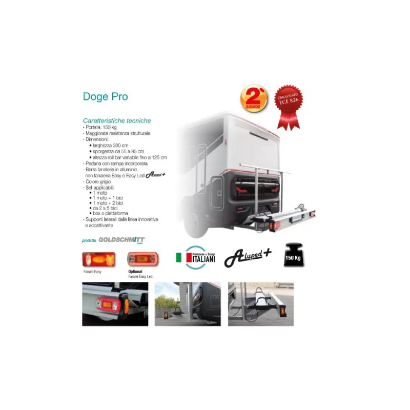 Portamoto e Due Canaline Bici Camper DOGE Pro Goldschmitt per Fiat Ducato X250 dal 2006